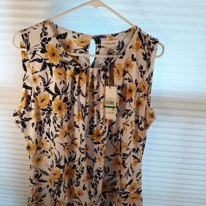 Calvin Klein L Yellow Floral Print Top